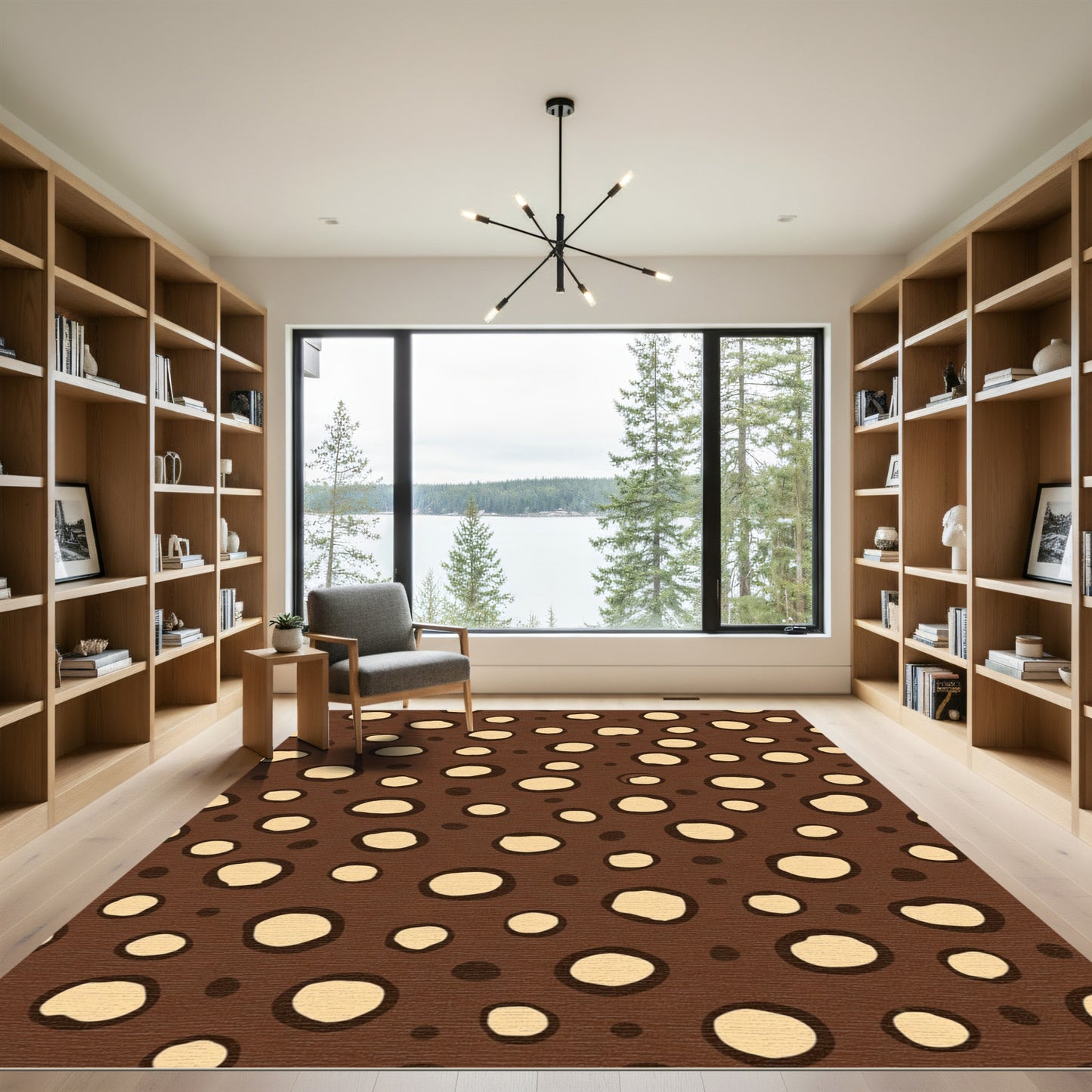 Brown Cream Speckled Polka Dot Rug