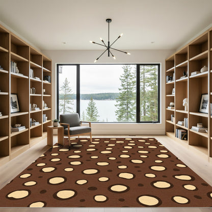 Brown Cream Speckled Polka Dot Rug