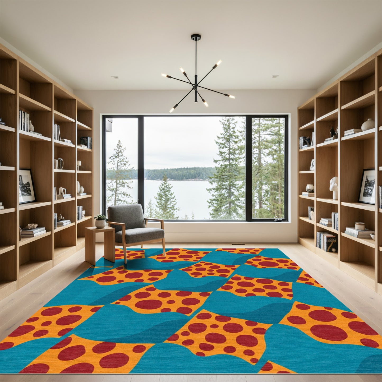 Crimson Dot Organic Wave Rug