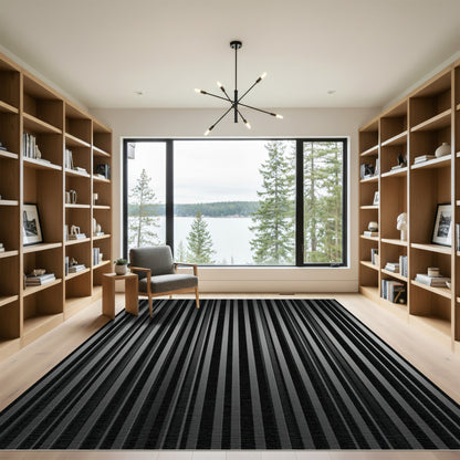 Monochrome Vertical Stripe Area Rug