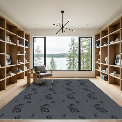 Dark Gray Cubist Still Life Rug