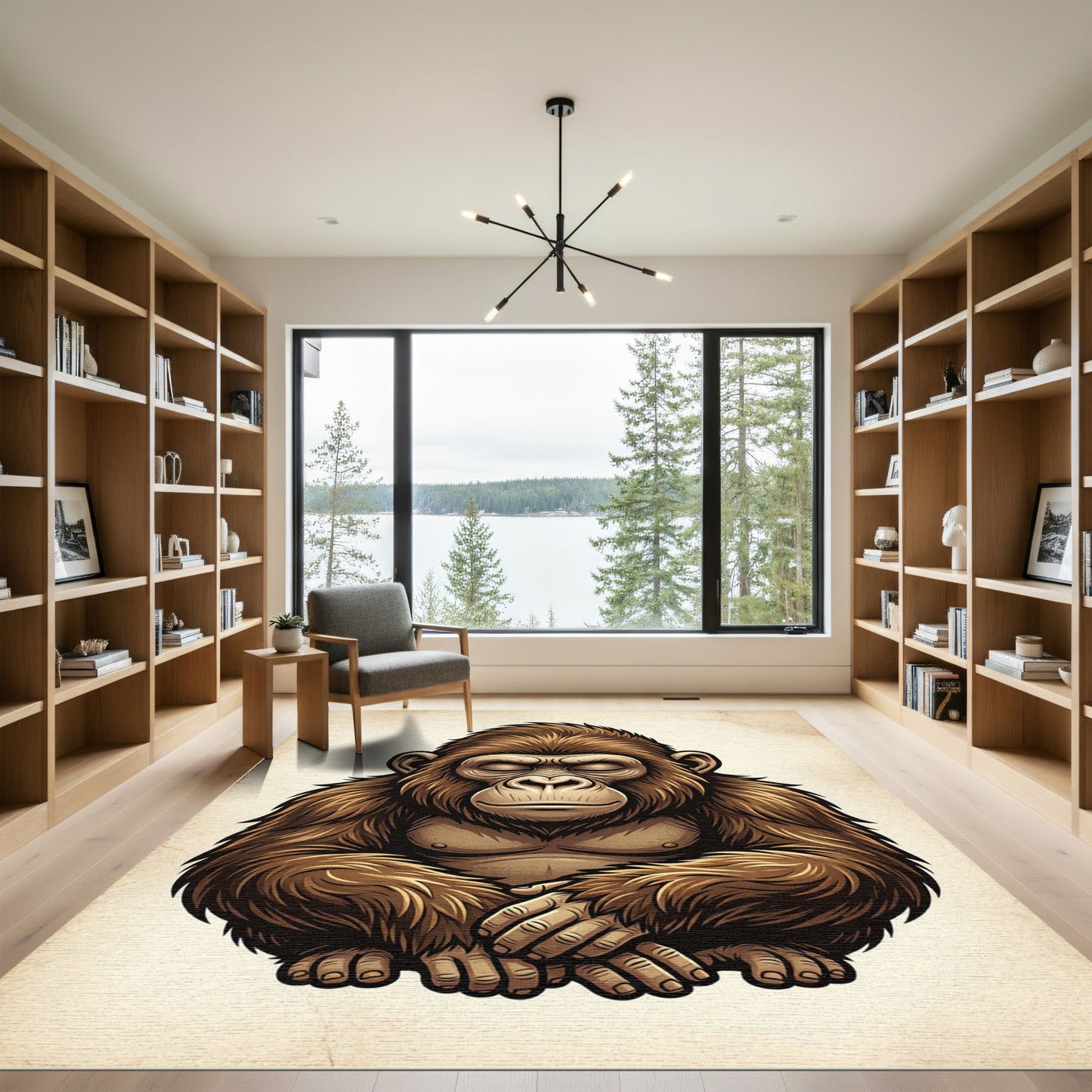 Meditative Brown Gorilla Zen Portrait Rug