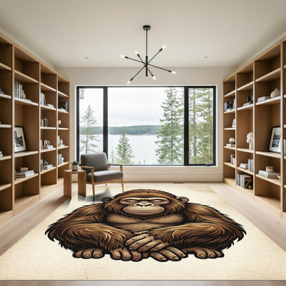 Meditative Brown Gorilla Zen Portrait Rug