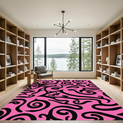 Bold Magenta Swirl Abstract Rug