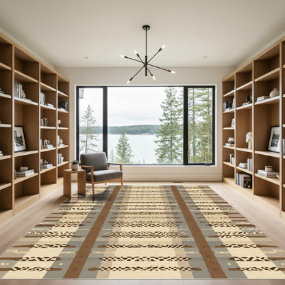 Stripe Splotch Geometric Brown Beige Rug