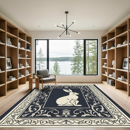 Cream Hare Vintage Floral Border Rug
