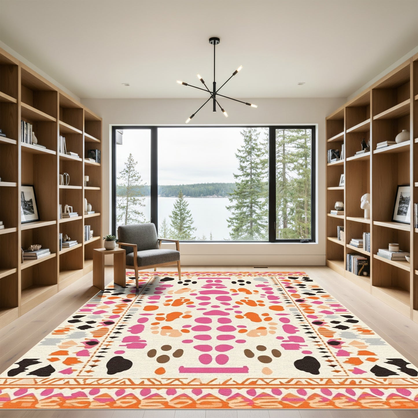 Whimsical Pink Orange Spotty Dash Rug