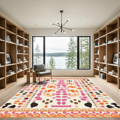 Whimsical Pink Orange Spotty Dash Rug
