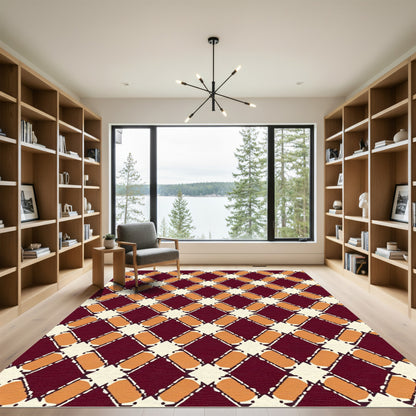 Crimson Orange Diamond Medallion Rug