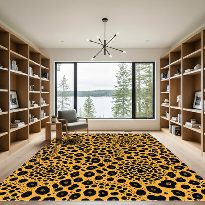 Bold Amber Leopard Spot Animal Texture Rug