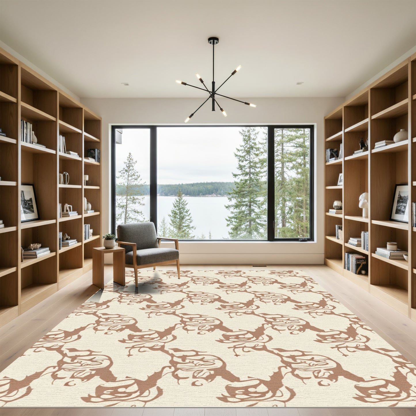 Taupe Abstract Calligraphy Flow Rug