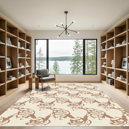 Taupe Abstract Calligraphy Flow Rug