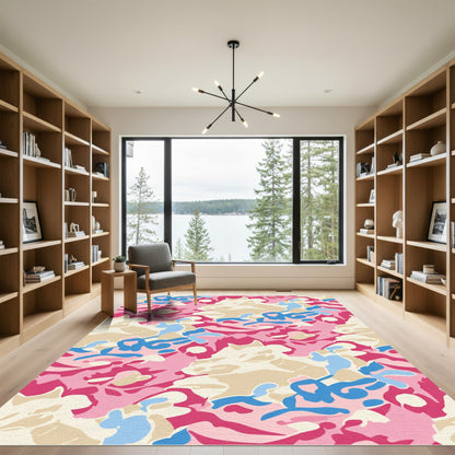 Pink Blue Camo Abstract Shapes Rug