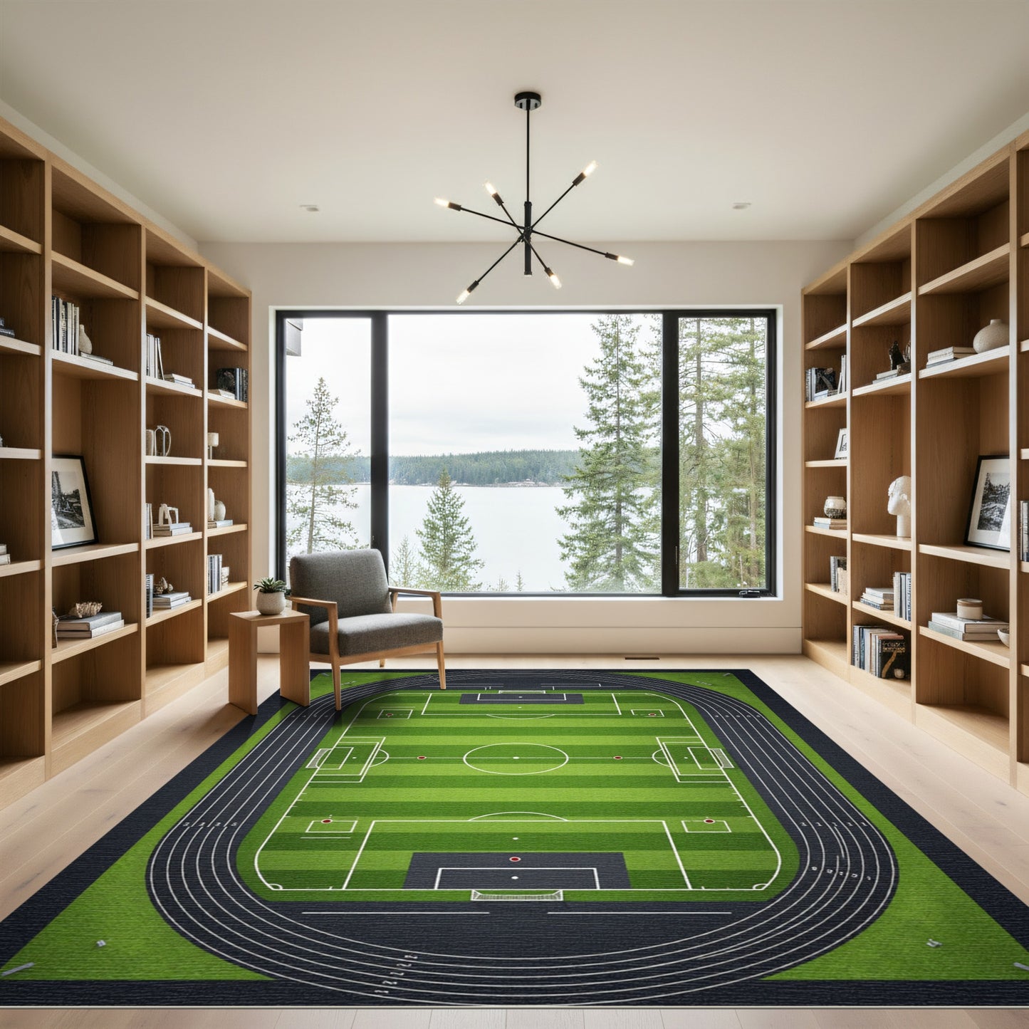 Green Stadium Track Field Rug
