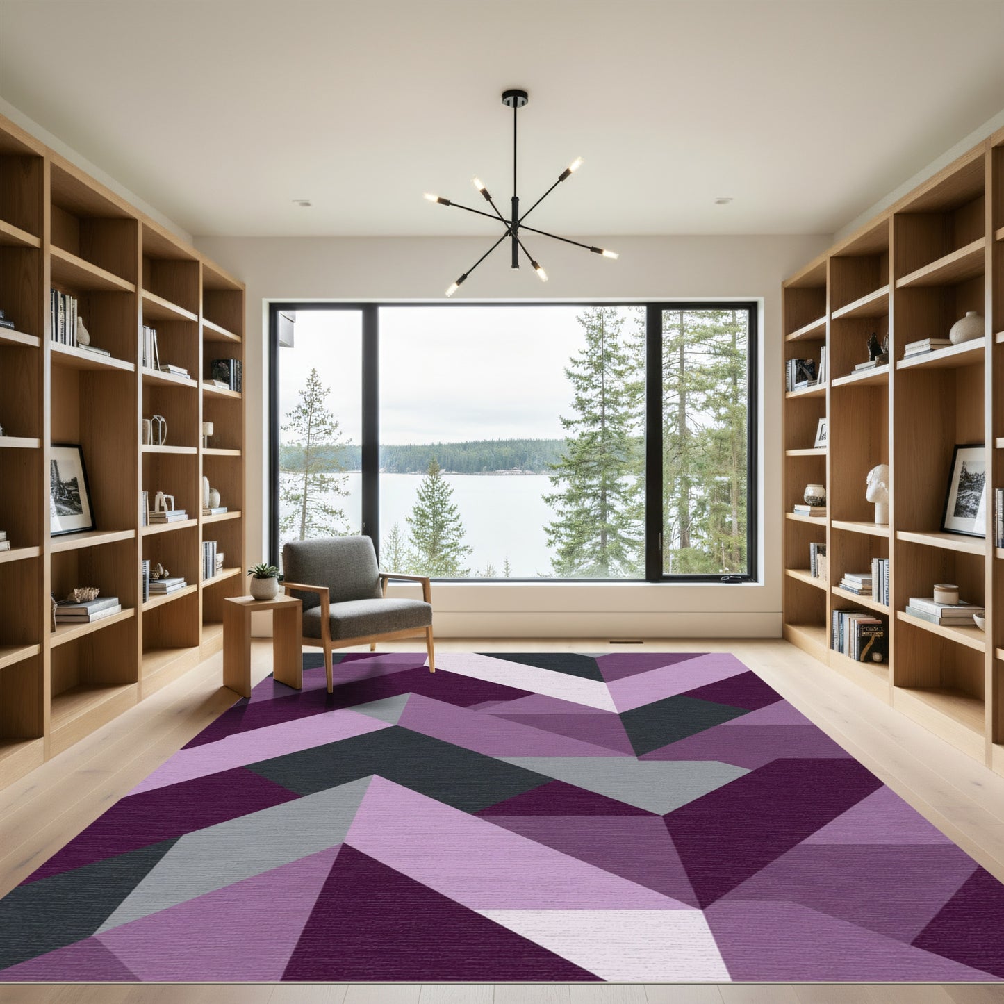 Plum Lilac Geometric Chevron Abstract Rug
