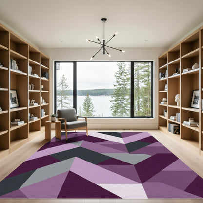 Plum Lilac Geometric Chevron Abstract Rug