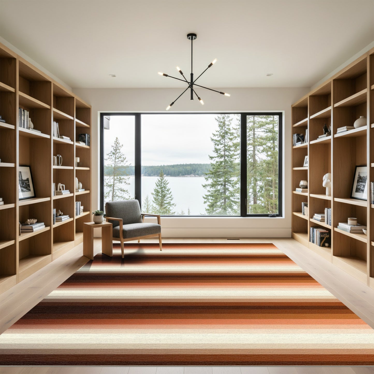 Modern Earthy Gradient Linear Rug