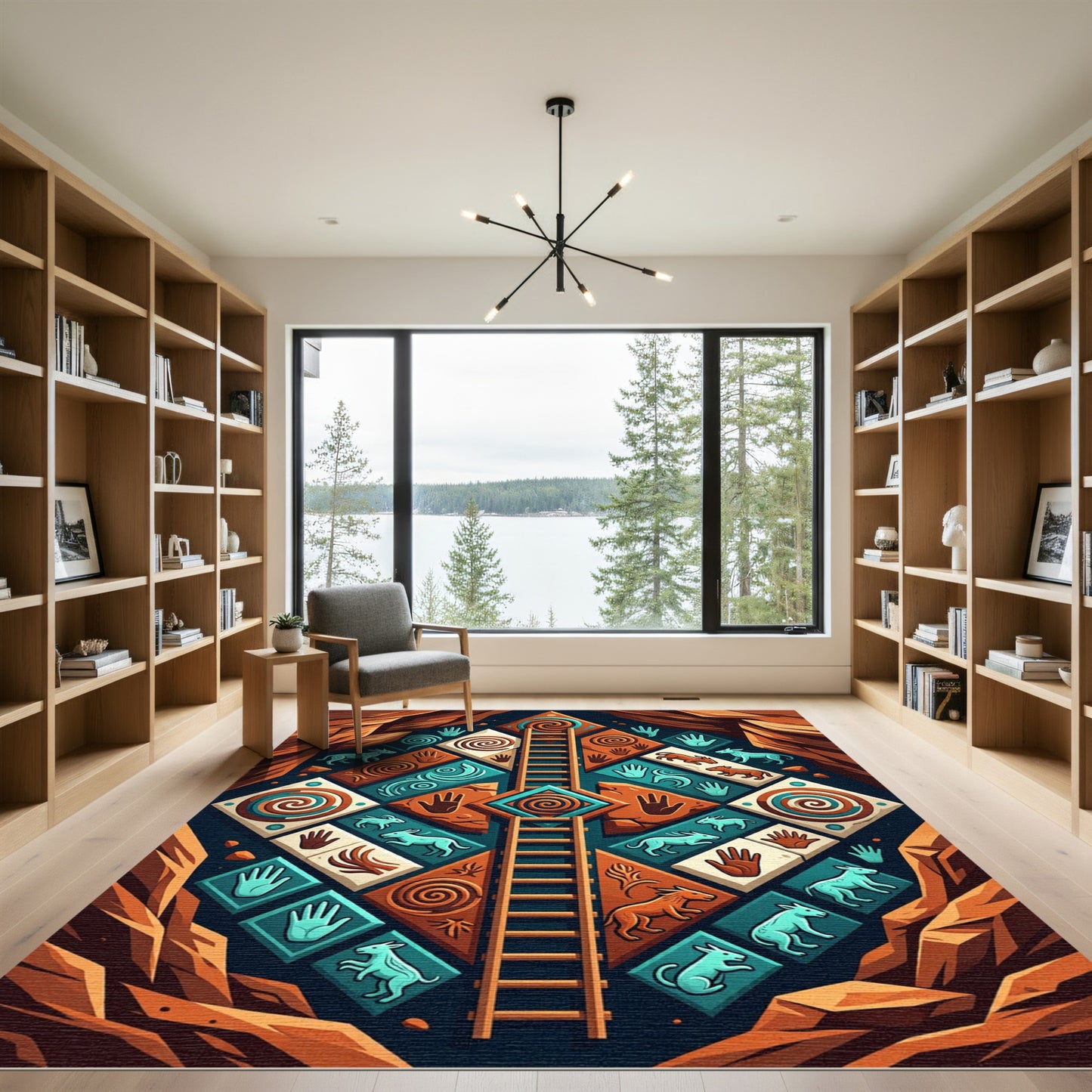 Earthen Geometric Ladder Spiral Tribal Area Rug