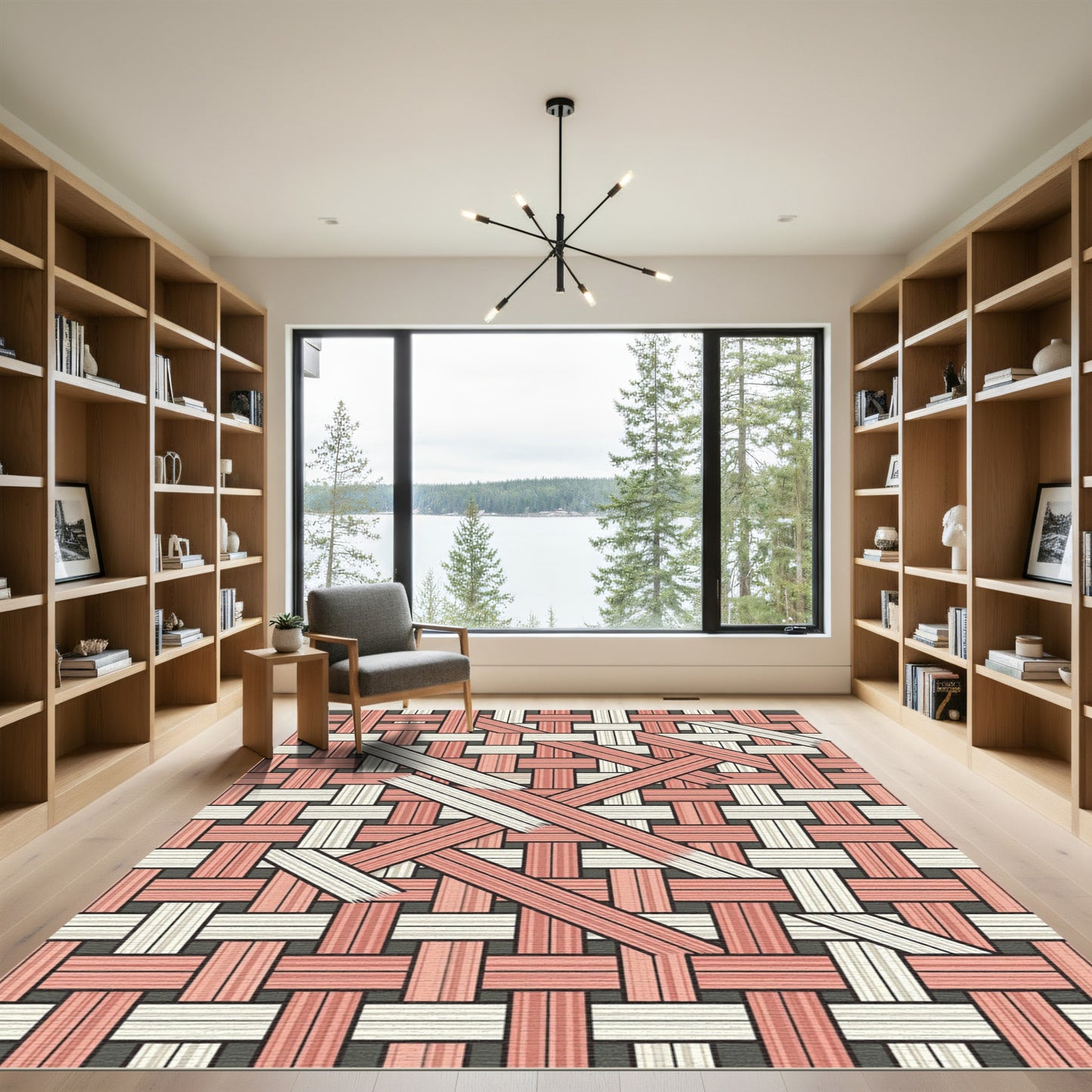 Rose Cream Woven Interlock Rug