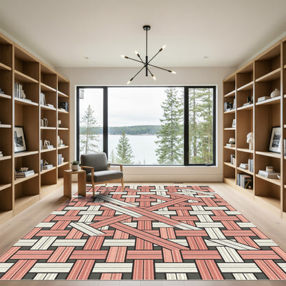 Rose Cream Woven Interlock Rug