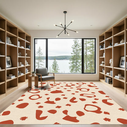 Terra Cotta Abstract Organic Shapes Rug