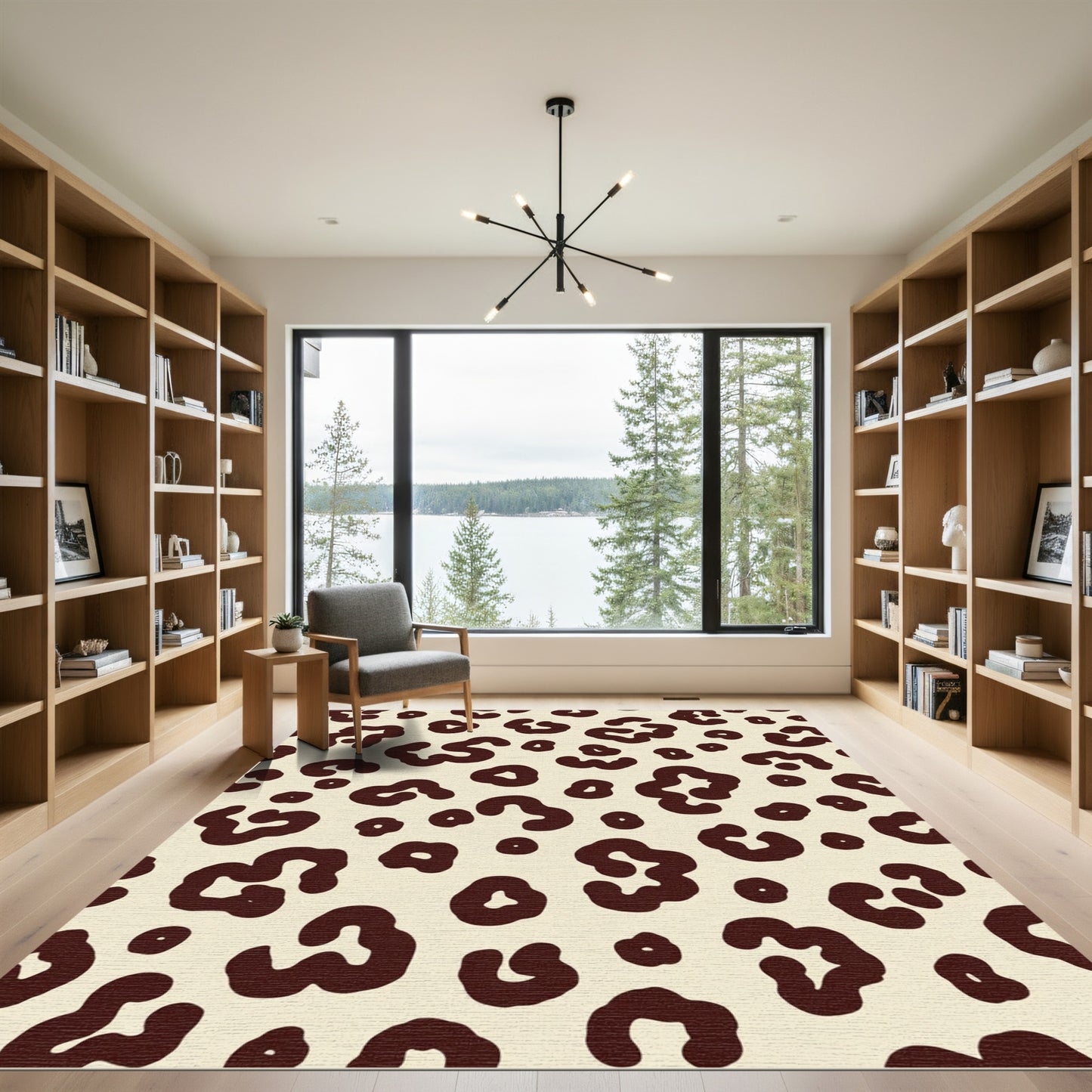 Creamy Brown Abstract Spots Rug