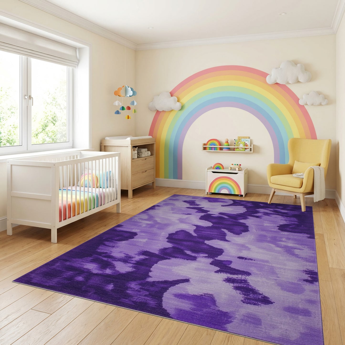 Fluid Purple Watercolor Abstract Rug