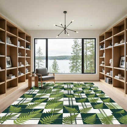 Gingham And Fern Overlay Rug