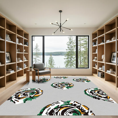 Monochromatic Floral Swirl Yellow Green Accents Rug