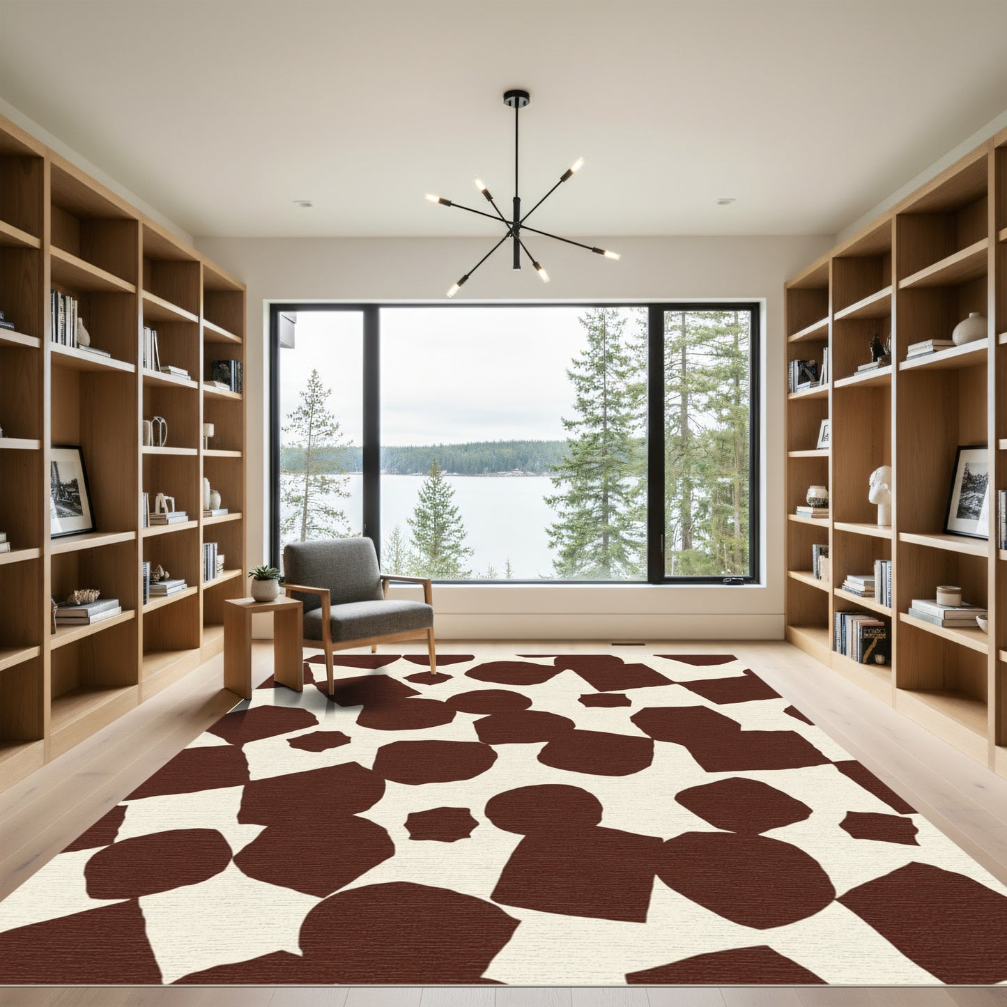 Brown Abstract Organic Shapes Rug
