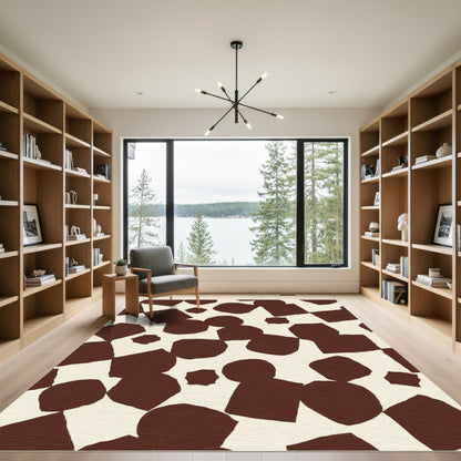Brown Abstract Organic Shapes Rug
