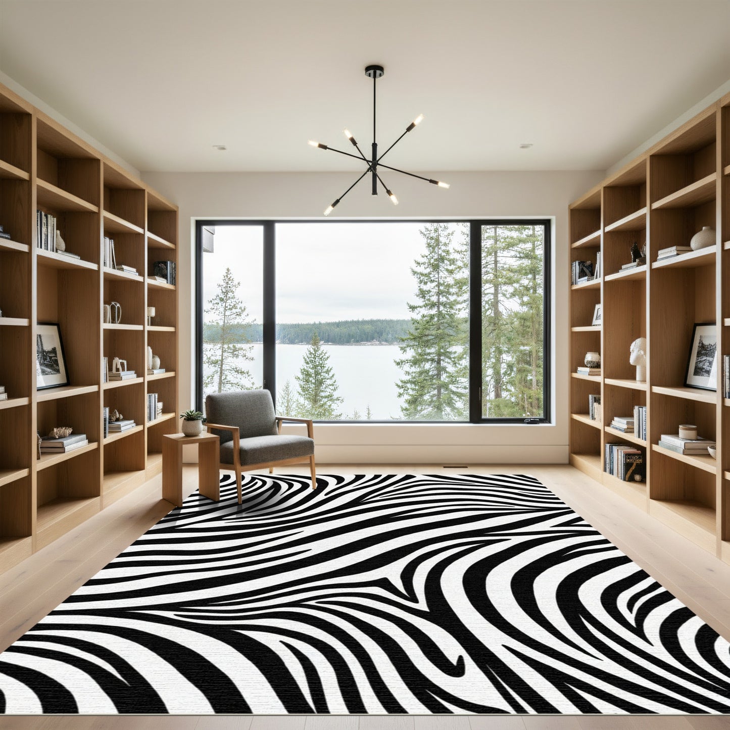 Monochromatic Abstract Animal Stripes Rug