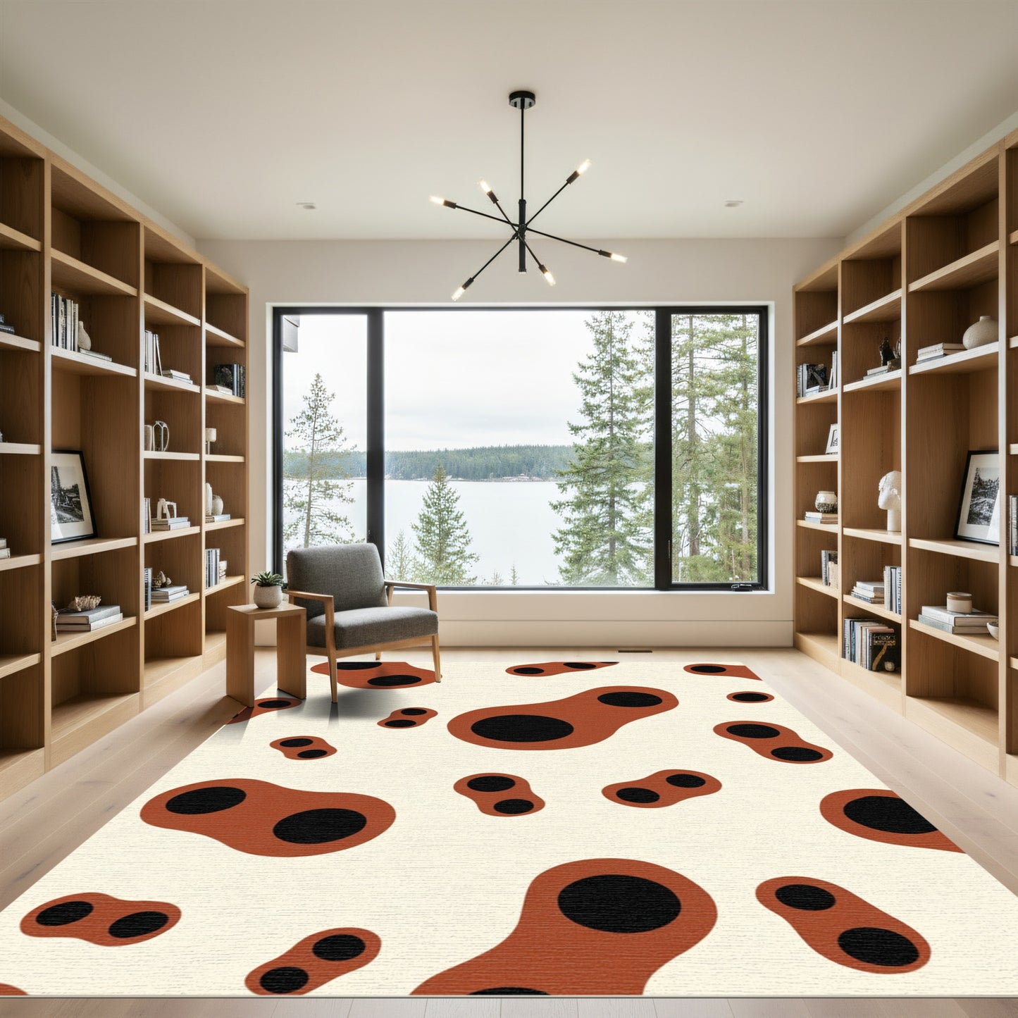 Brown Black Spotted Abstract Organic Rug