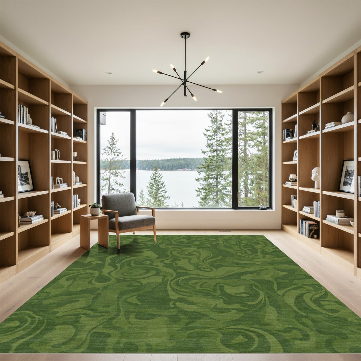 Forest Green Swirl Texture Rug