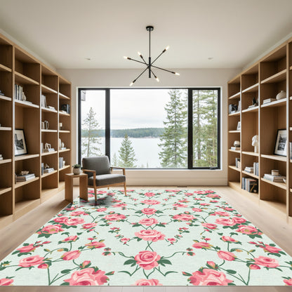 Pale Pink Romantic Rose Garland Rug