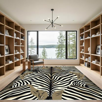 Symmetrical Monochrome Zebra Artistry Rug