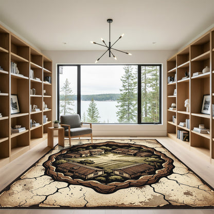 Rustic Village Isometric View Rug