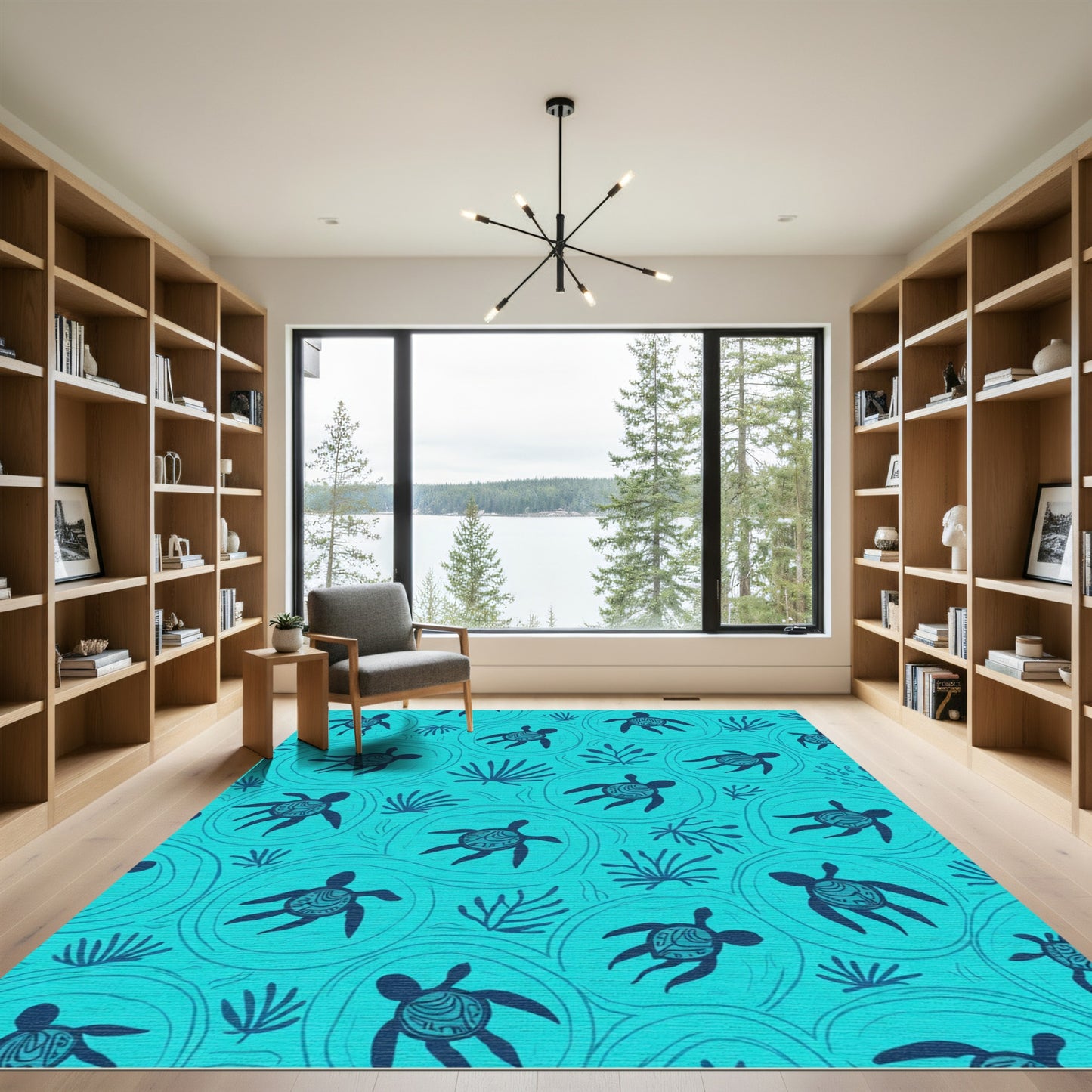 Coastal Navy Turtle Aquatic Theme Rug