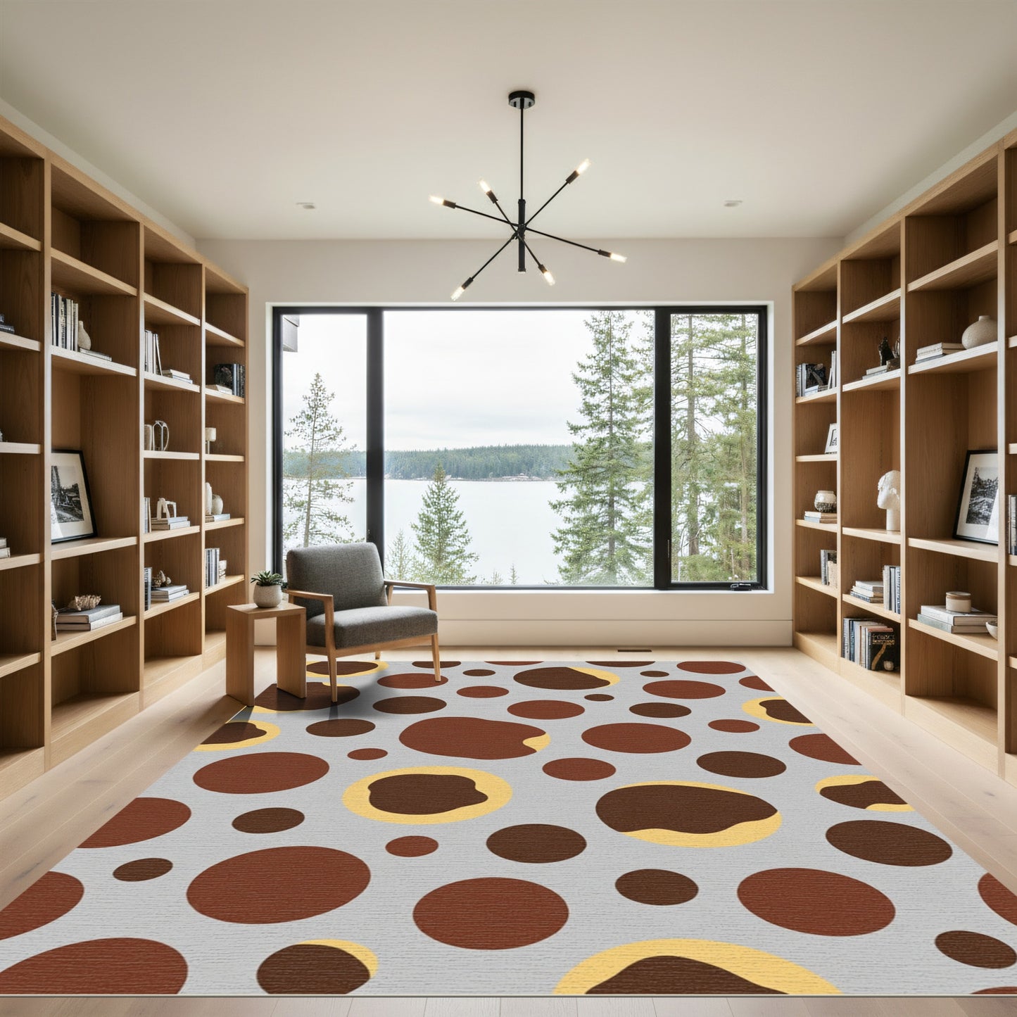 Brown Tan Gray Polka Dot Pattern Rug