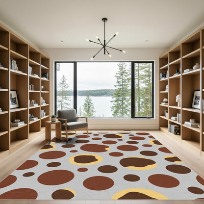 Brown Tan Gray Polka Dot Pattern Rug