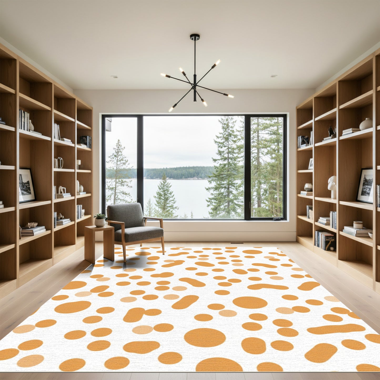 Orange Spotted Abstract Organic Shapes Rug