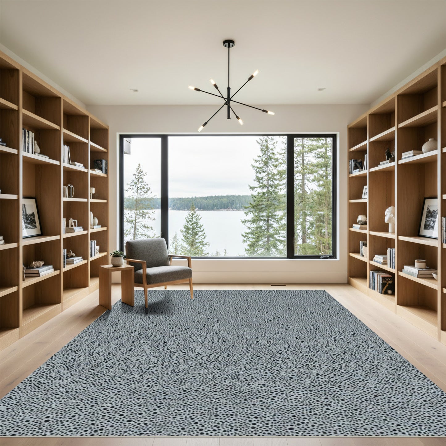 Light Blue Dotted Tone Composition Rug