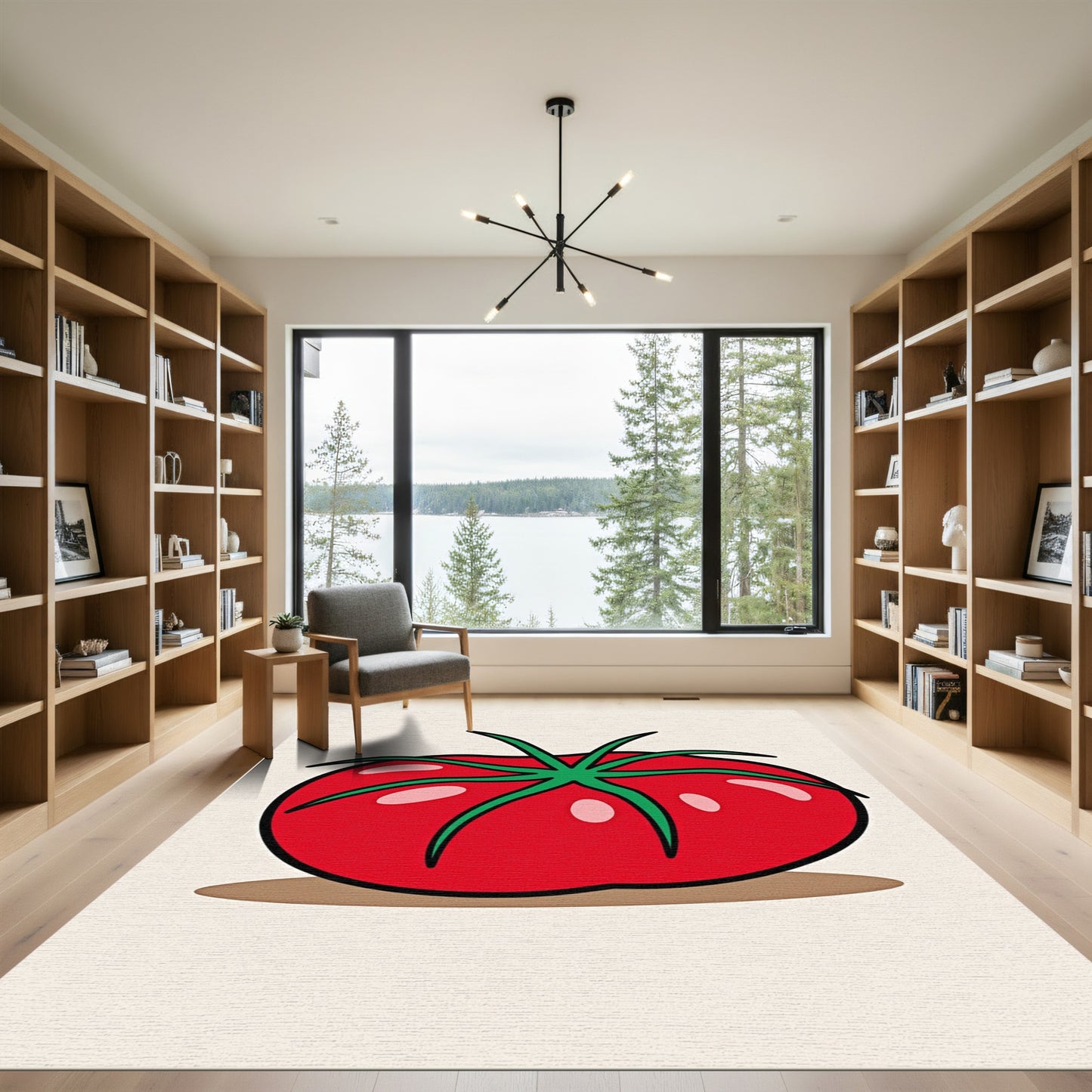 Bold Red Tomato Fruit Illustration Rug