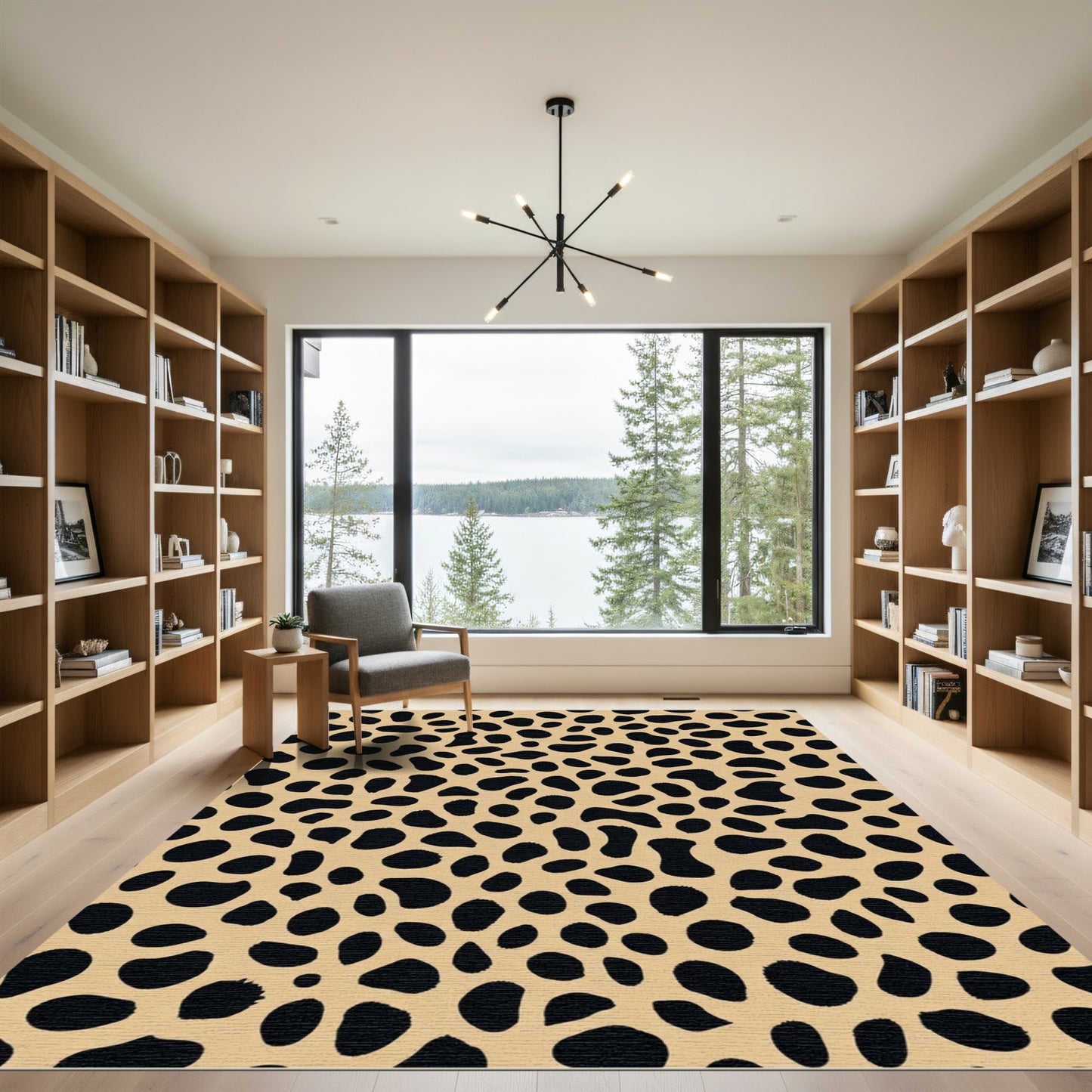Tan Black Animal Spot Cover Rug
