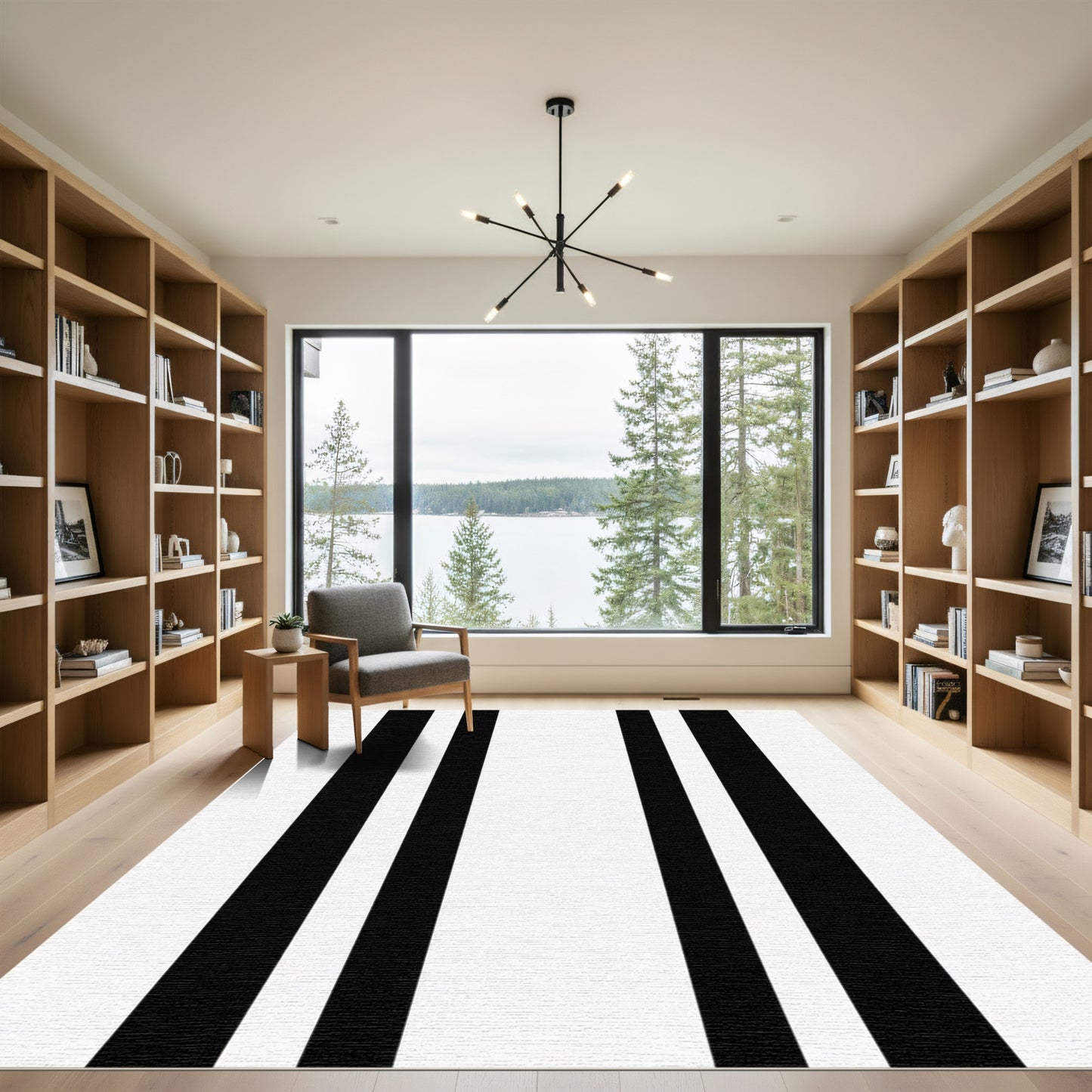 High Contrast Parallel Lines Rug