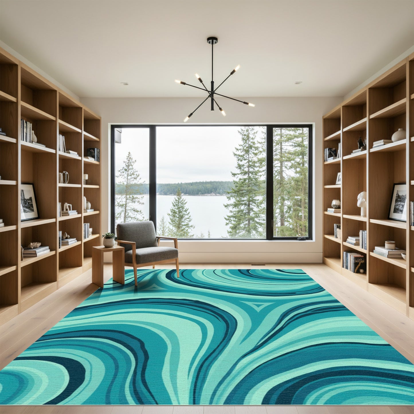 Aqua Swirl Marble Flow Rug