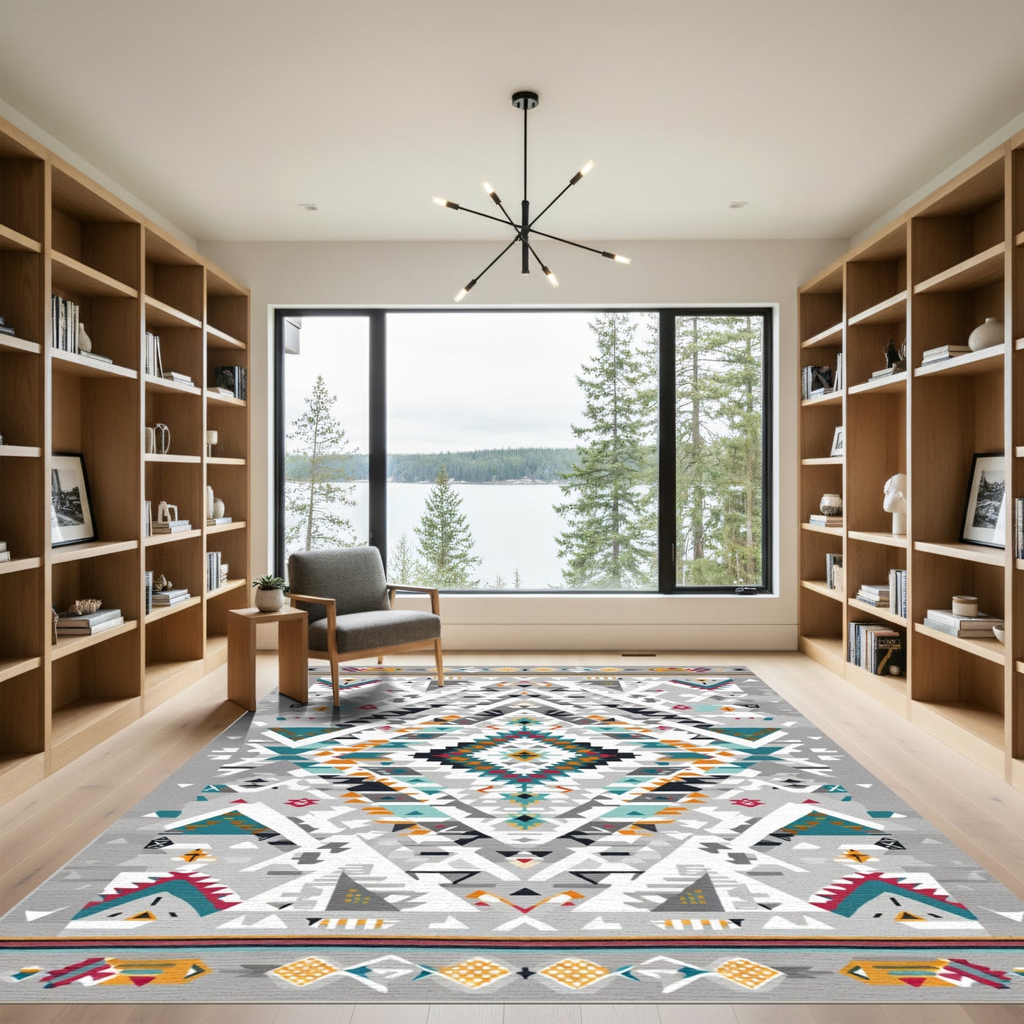 Geometric Tribal Diamond Medallion Rug