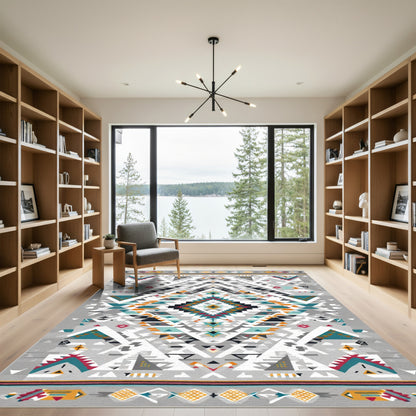 Geometric Tribal Diamond Medallion Rug