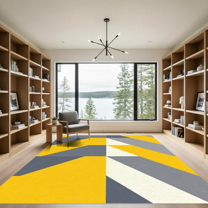 Gold Yellow Gray Geometric Fragment Rug