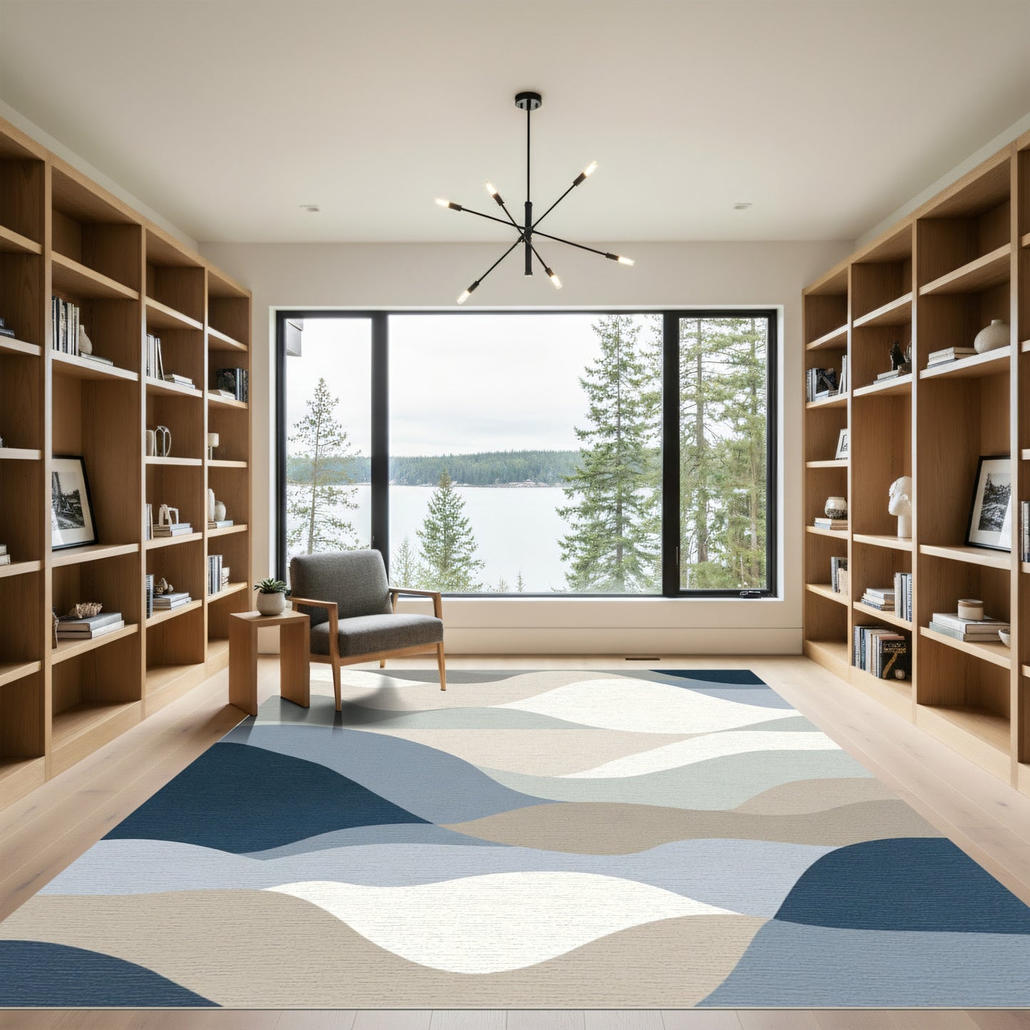 Calm Coastal Abstract Landscape Waves Rug